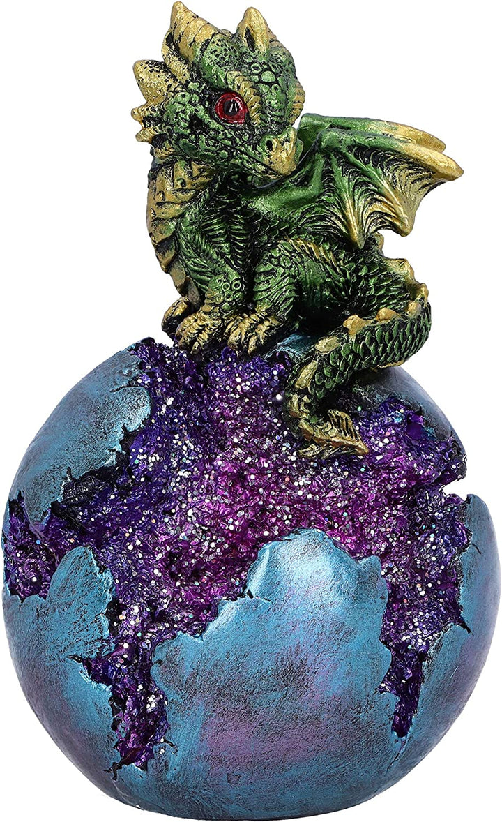 Geode Guard Green Dragon Sphere Crystal Figurine