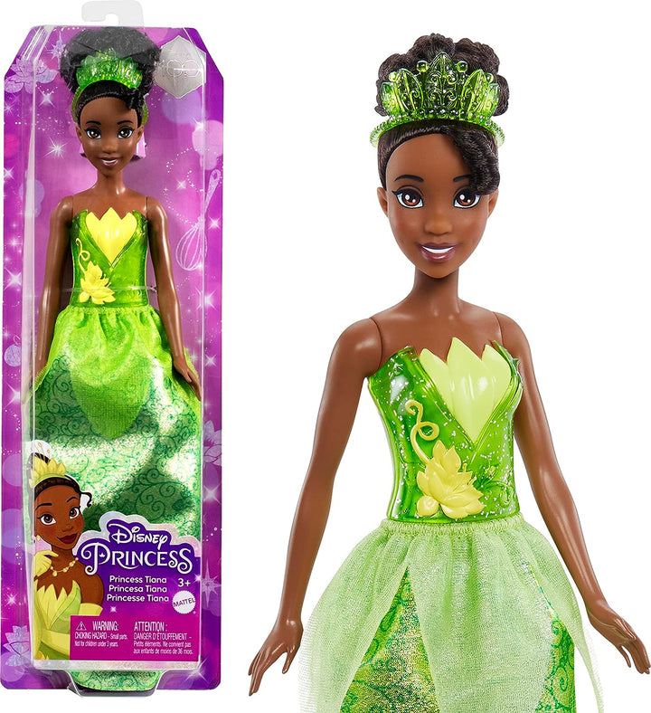 Disney Princess Toys, Tiana Posable Fashion Doll with Sparkling Clothing and Accessories