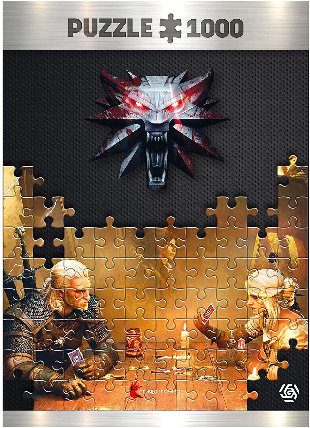 Good Loot The Witcher Playing Gwent - 1000 Pieces Jigsaw Puzzle 68cm x 48cm | includes Poster and Bag | Game Artwork for Adults and Teenagers