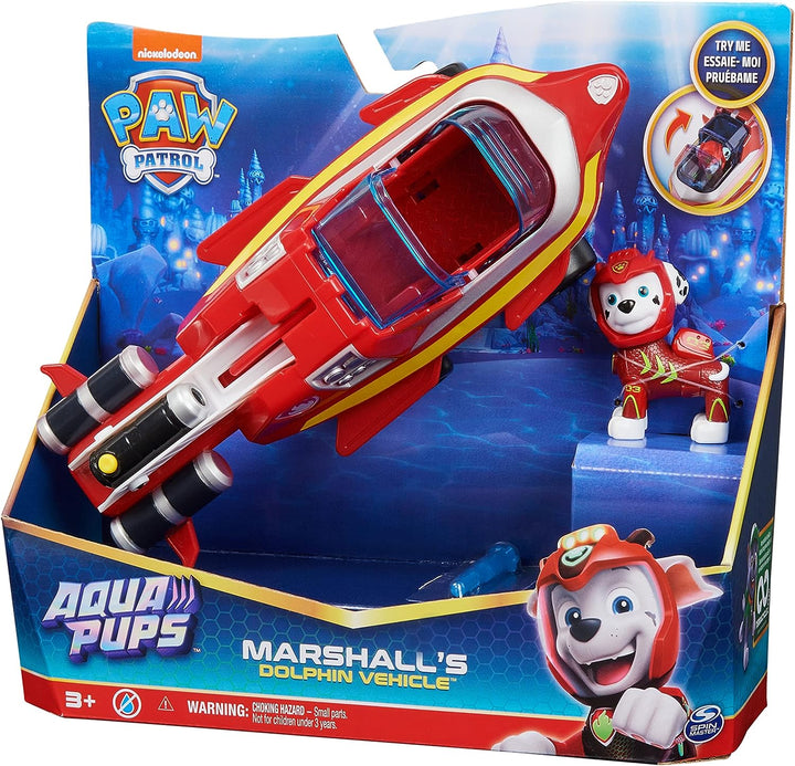 Paw Patrol Aqua Pups Marshall Transforming Dolphin Vehicle with Collectible Action Figure