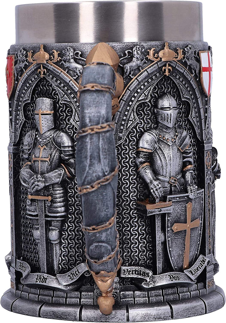 Nemesis Now B5167R0 Vow English Armoured Knight Latin Oath Tankard, Silver, 15.3