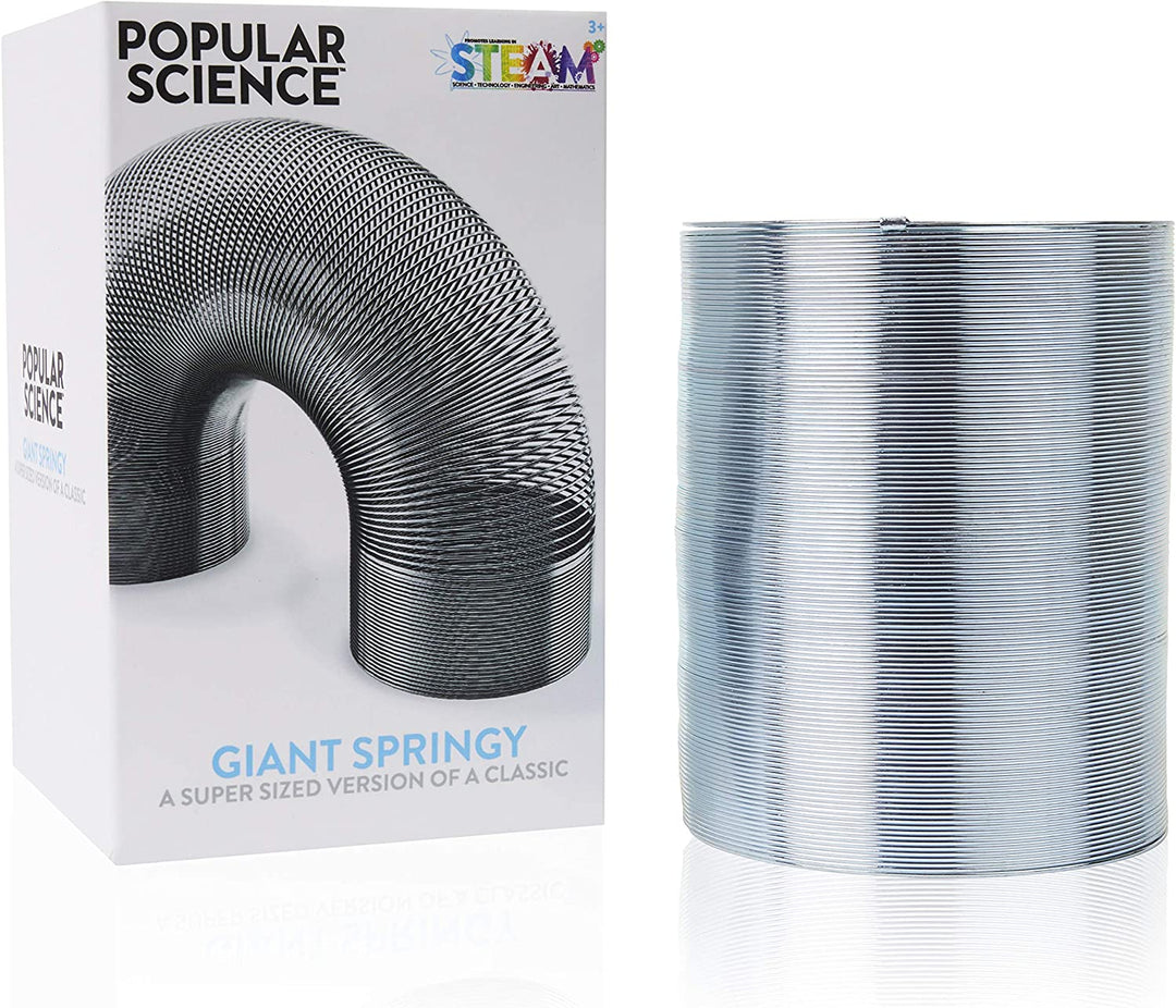 POPULAR SCIENCE Giant Springy Large Metal Coiled Helix Toy, Silver