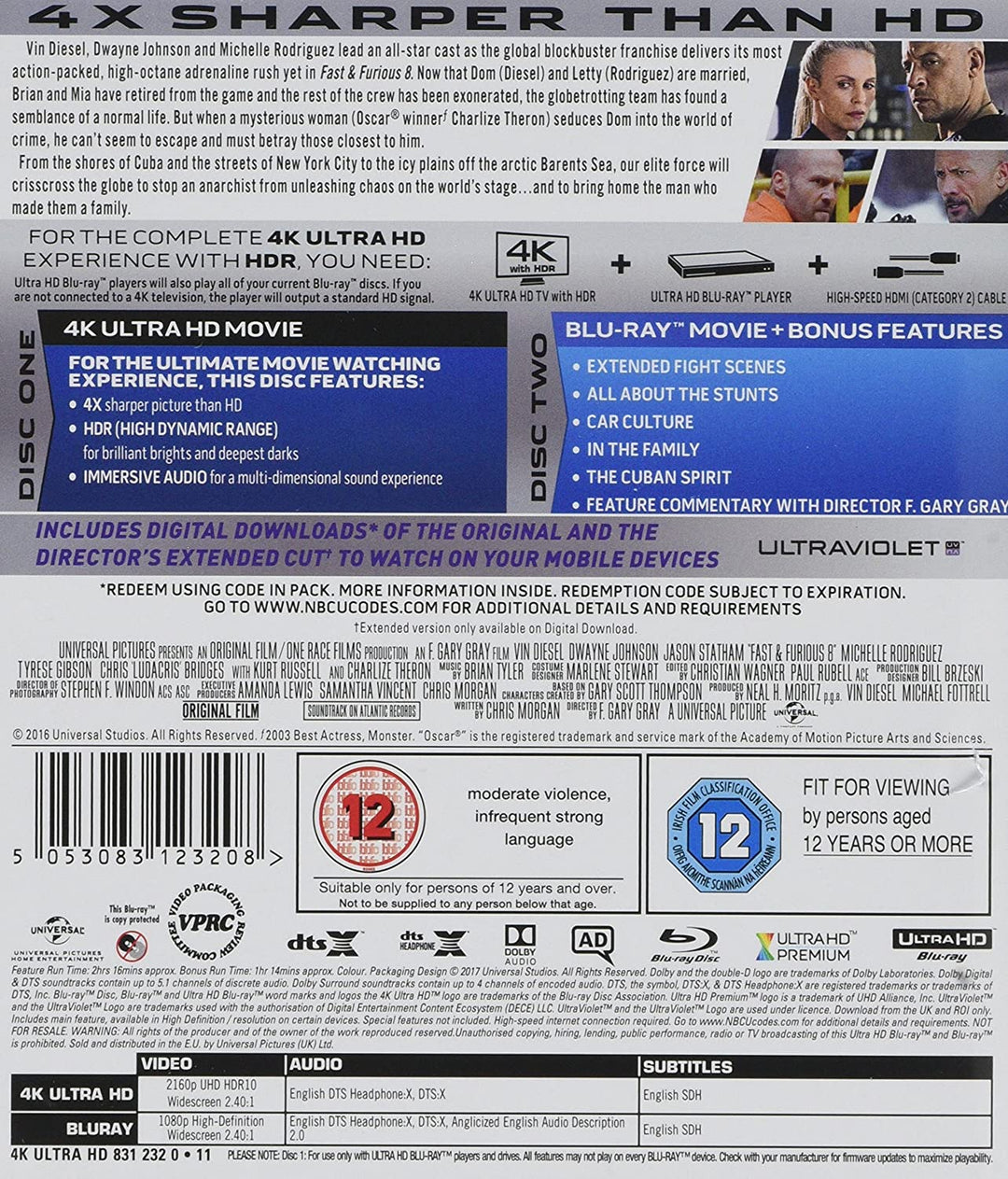 Fast and Furious 8 (4K UHD) – Action/Krimi [Blu-ray]