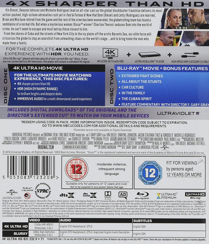 Fast and Furious 8 (4K UHD) – Action/Krimi [Blu-ray]