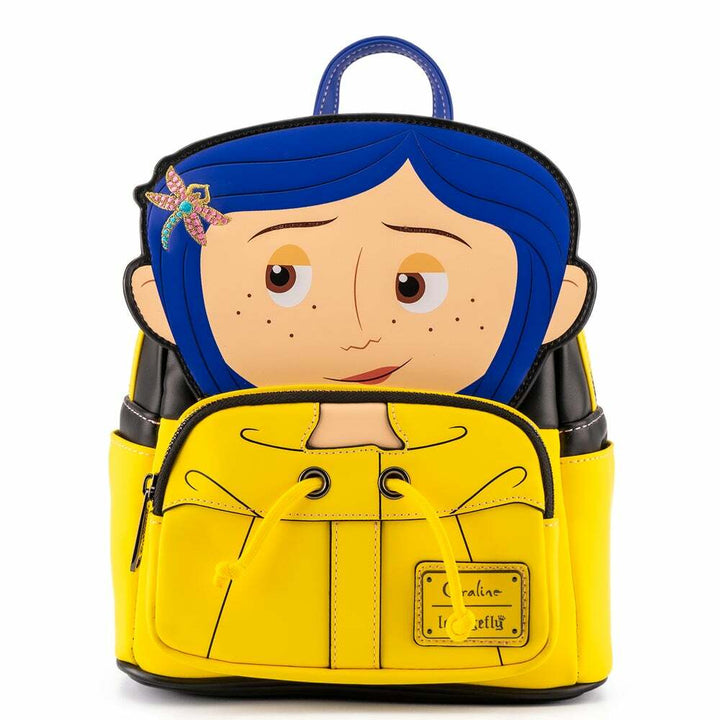 Loungefly Laika Coraline Regenmantel Cosplay Damen-Mini-Schulterrucksack mit doppeltem Riemen