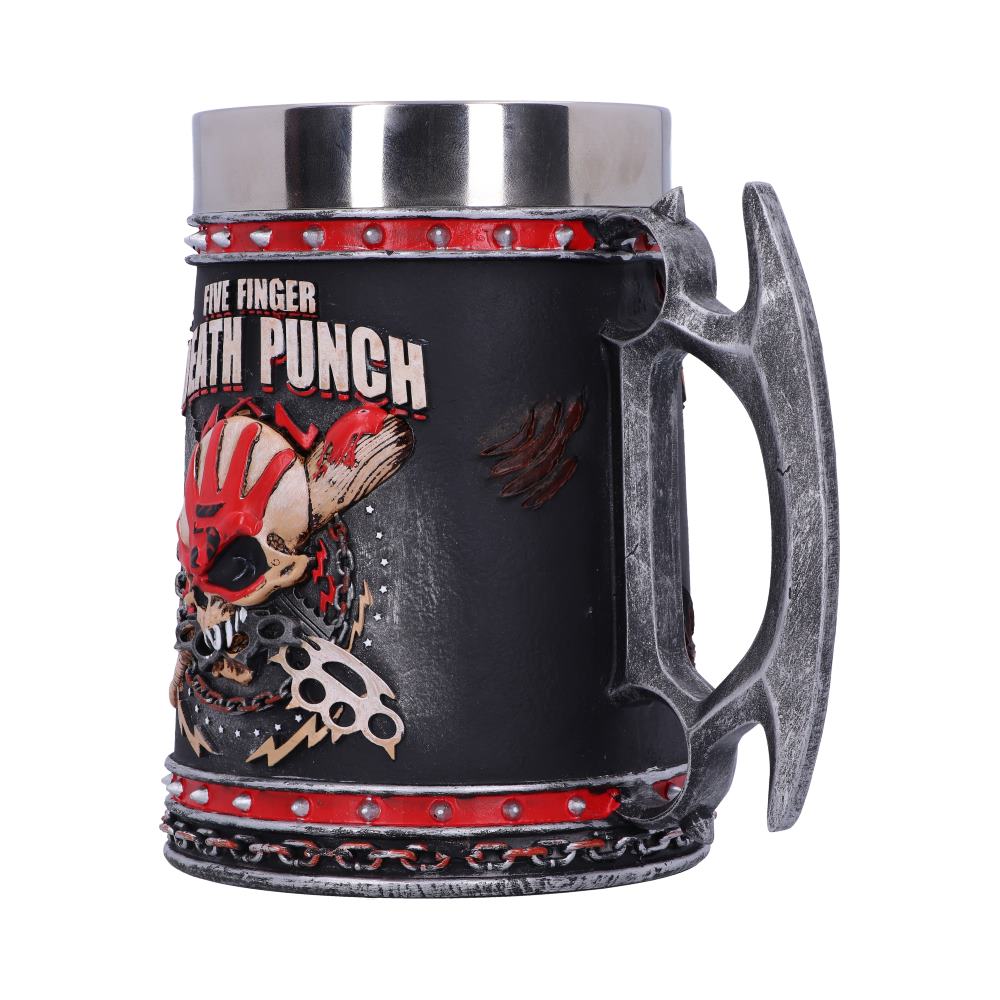 Nemesis Now B4654N9 Five Finger Death Punch Tankard 15cm, Resin w/Stainless Steel Insert, Black