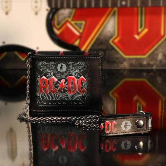 Nemesis Now Officially Licensed AC/DC Black Ice Album Embossed Wallet and Chain, 11cm