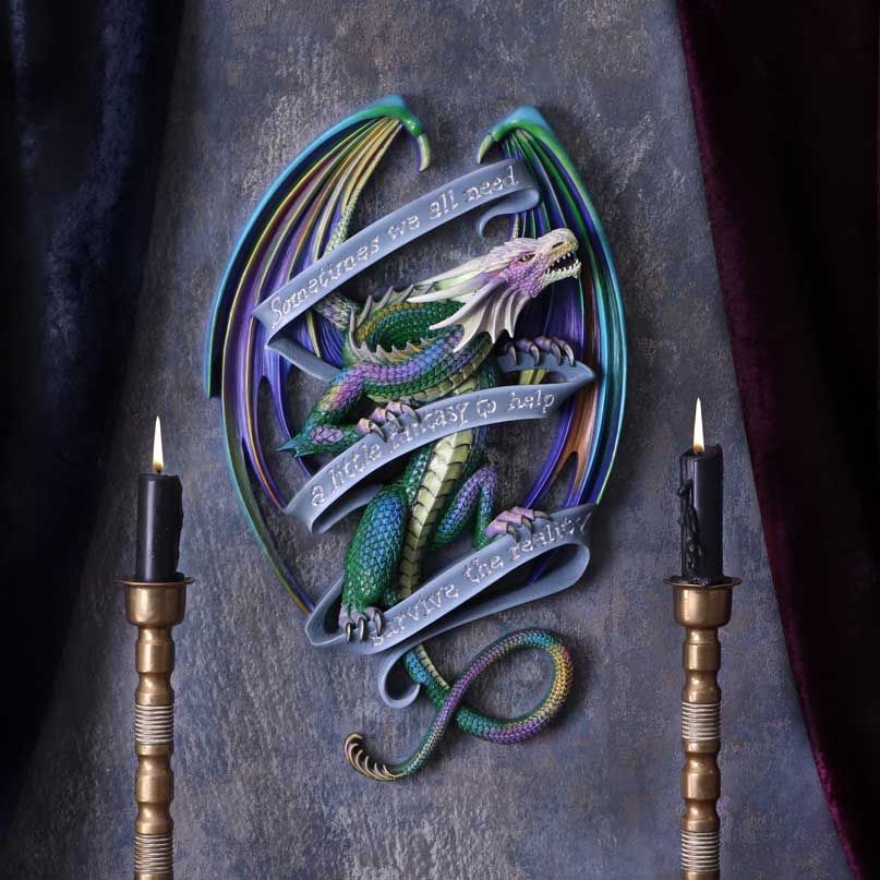 Nemesis Now Anne Stokes Sometimes Rainbow Dragon Scroll Wall Plaque, 33cm