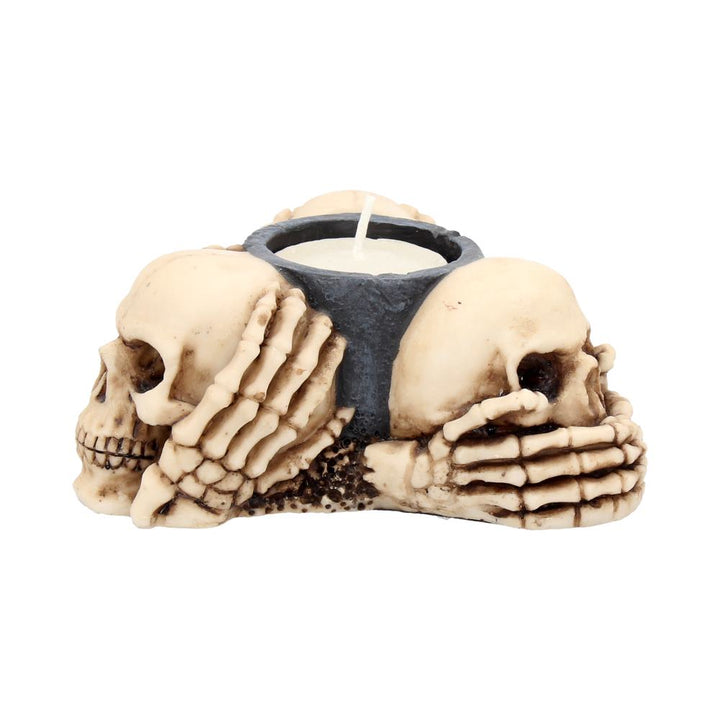 Nemesis Now Three Wise Skulls Tealight Holder 13cm Ivory