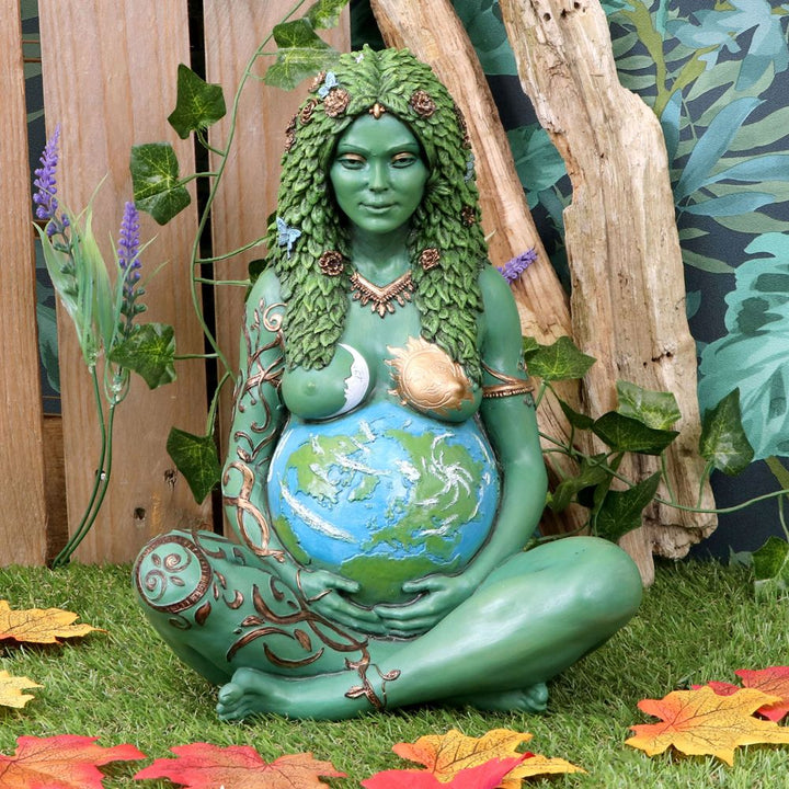 Nemesis Now Large Ethereal Mother Earth Gaia Art Statue Painted Figurine, Green 30cm