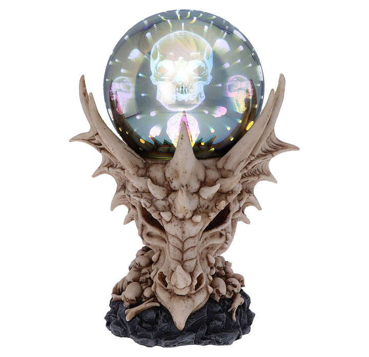 Nemesis Now Skeletal Realm Dragon Skull and Light Up Orb Figurine, Polyresin, Na