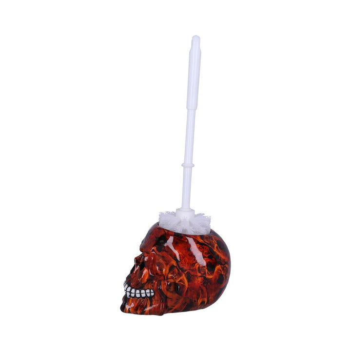 Nemesis Now Flame Pattern Skull Toilet Brush Holder 16.4cm, Polyresin, Orange