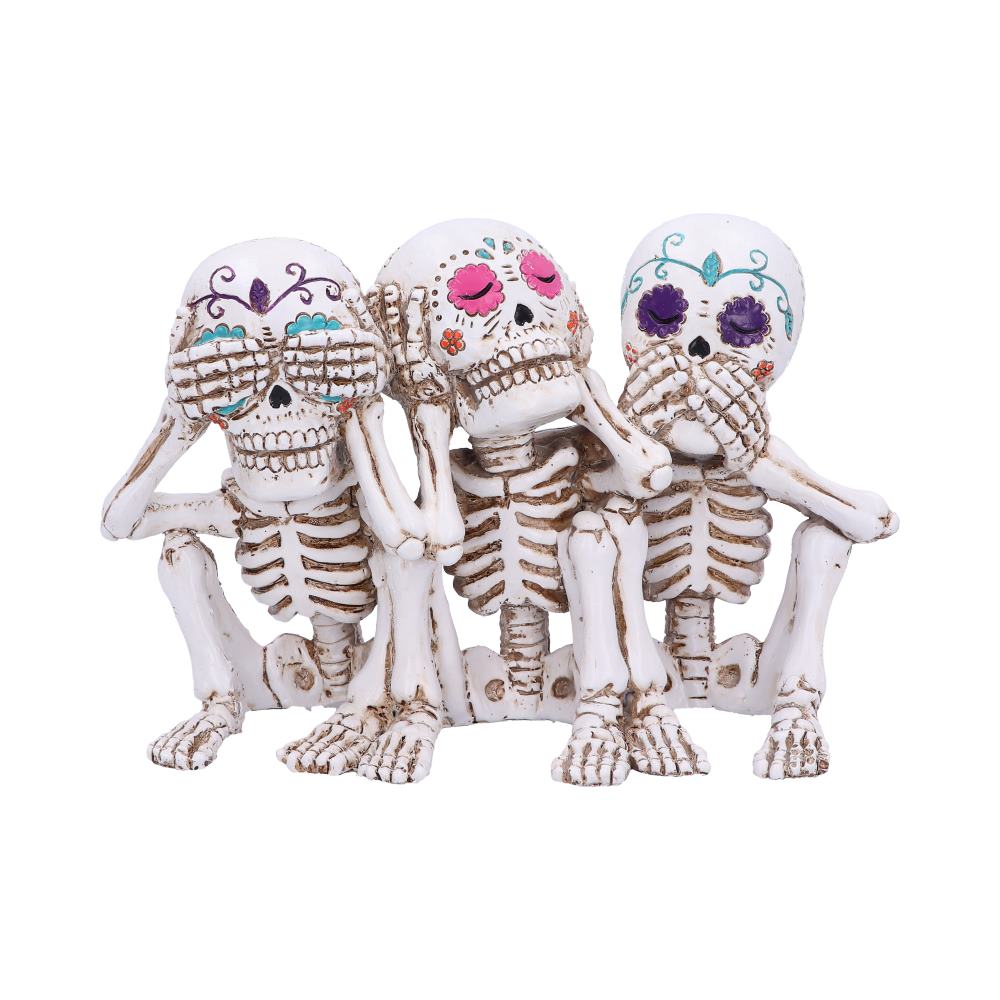 Nemesis Now Three Wise Calaveras Skeleton Figurine 20.3cm, Polyresin, White, One