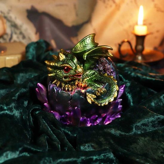 Nemesis Now Emerald Hatchling Glow Dragonling Green Dragonling Crystal Figurine,