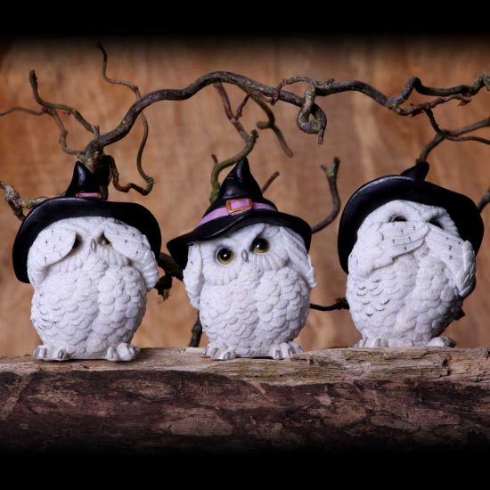 Nemesis Now Three Wise Feathered Familiars Owl Figurine 9cm, White